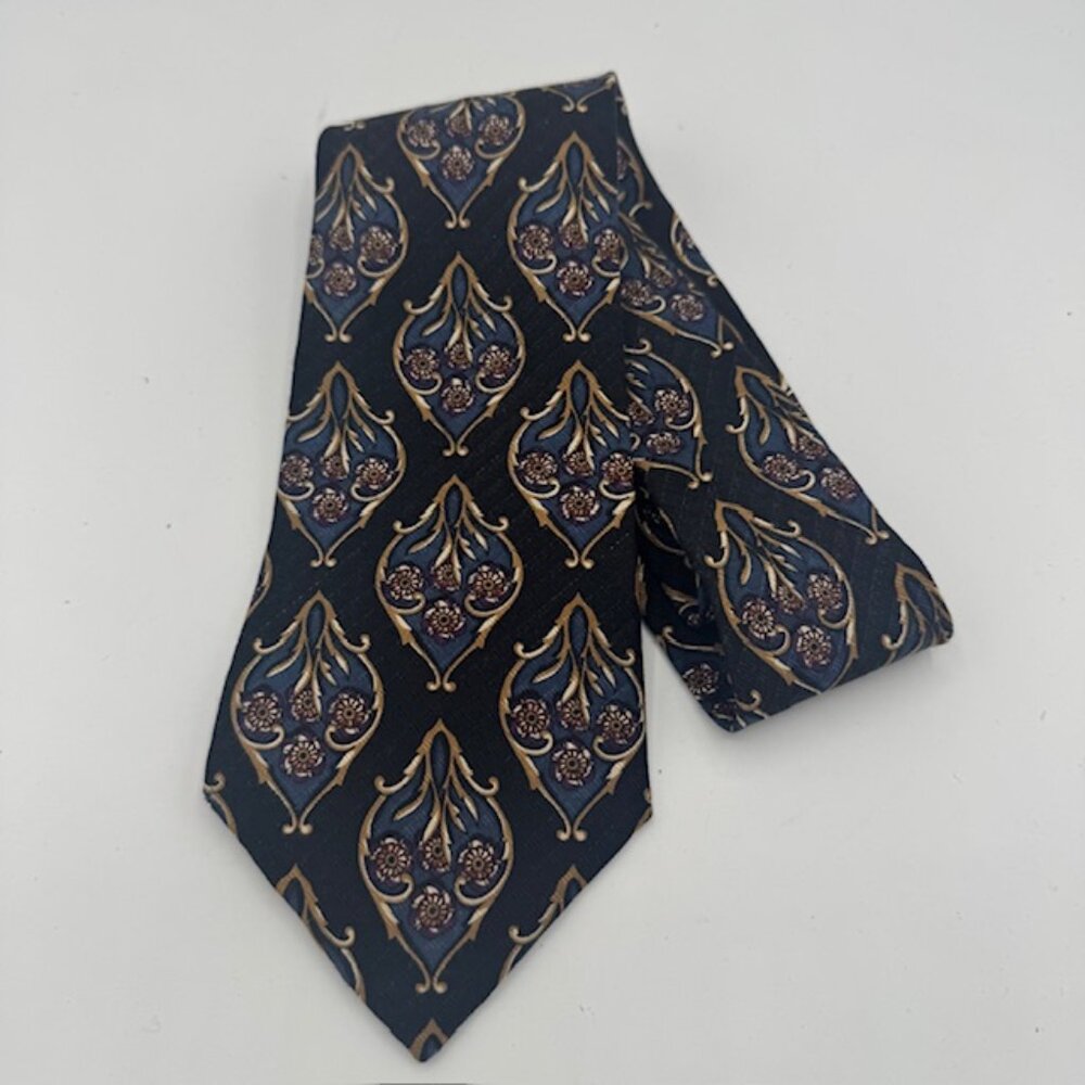 Burberry Silk Necktie Floral Geometric Pattern